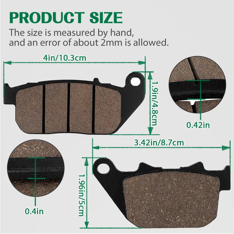 Cyleto Front and Rear Brake Pads for HARLEY DAVIDSON Sportster 1200 XL1200C Custom 2004-2013 /Sportster 883 SuperLow Custom/ XL1200L Sportster Low 2007 2008 2009 2010 2011 - Image 3